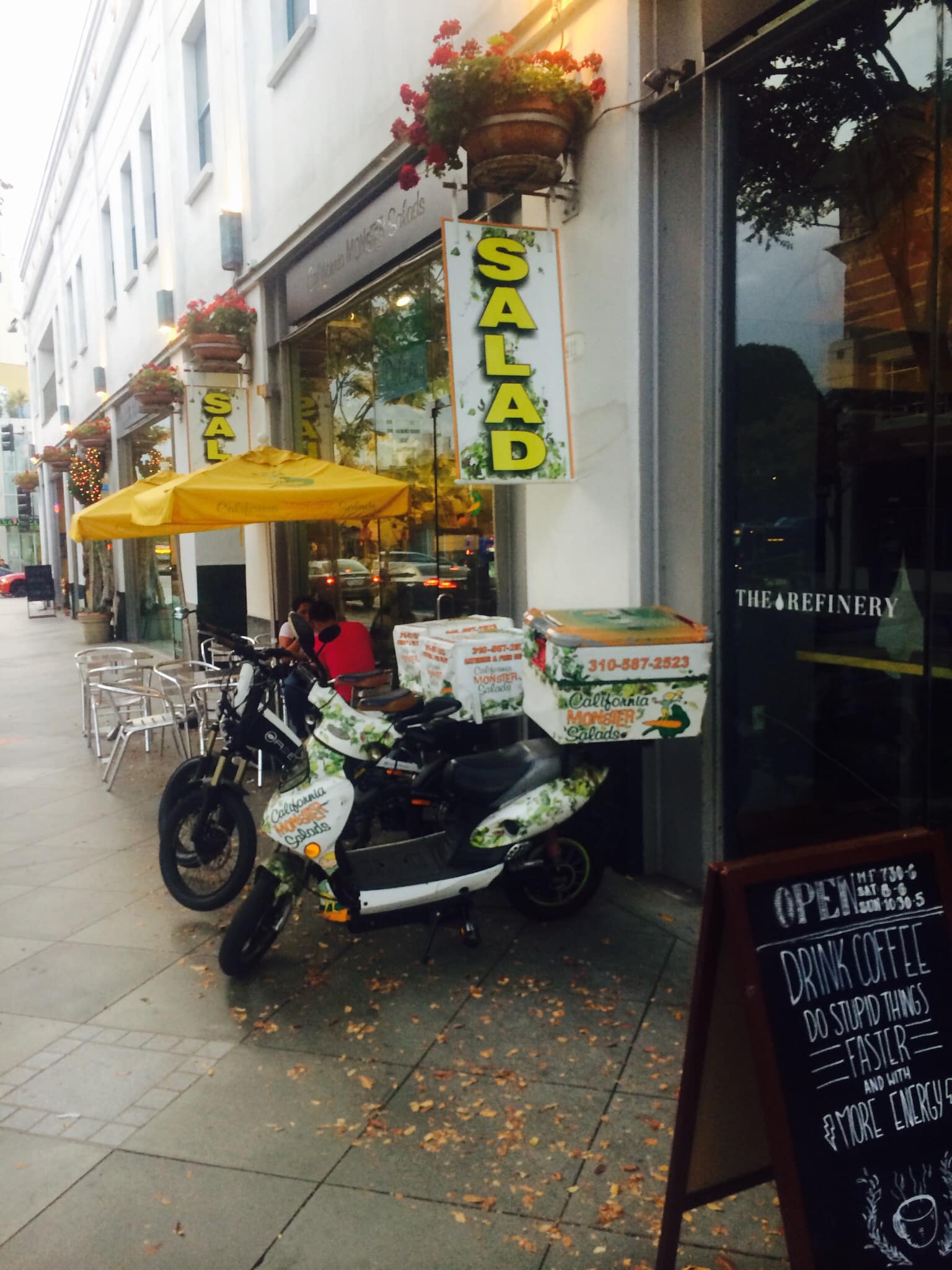 Electric delivery bikes at California Monster Salad