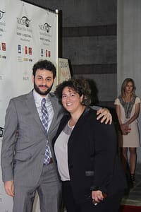 Hard working event publicist Sheba Khodadad takes a break from the bustling press line for a photo with actor Arian Moayed ("Rosewater," "Believe"). Photo courtesy of Vahid Fayazi of Hafteh Bazaar