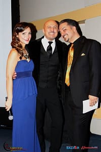 Event hosts Tara Grammy, Fariborz David Diaan, and Noor Film Festival Founder and Director Siamak Ghahremani. Photo courtesy of Vahid Fayazi of Hafteh Bazaar
