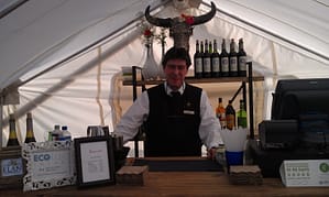 Fully stocked bar inside one of Under Canvas' "glamping" tents