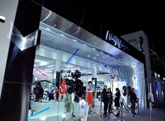 The store's sleek exterior. Photo courtesy of Nasty Gal Melrose.