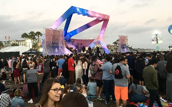 The multi colored stage on the Santa Monica Pier