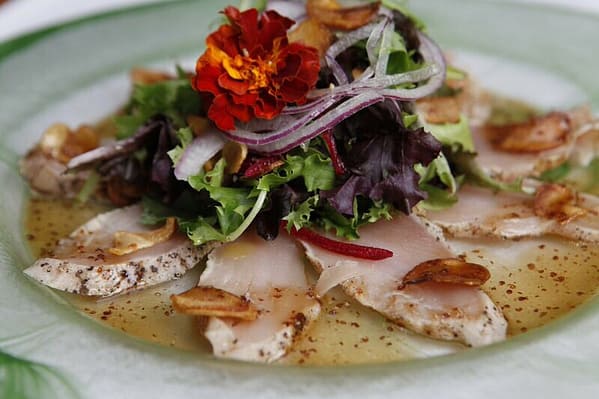 Elegantly presented gourmet food