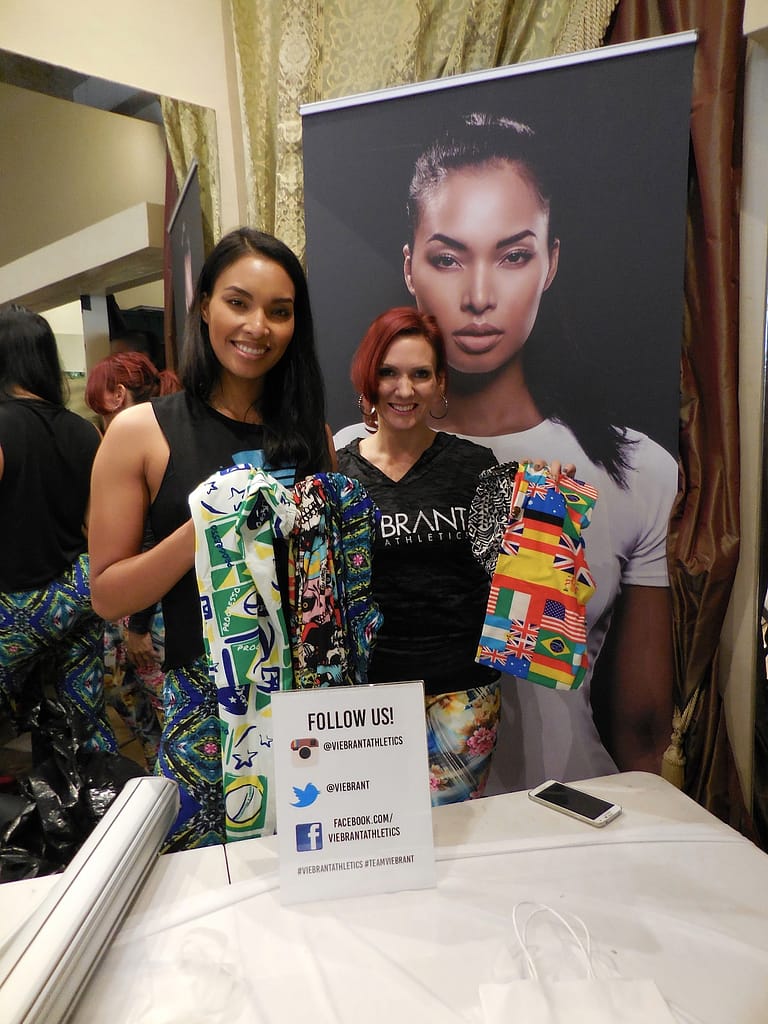 Nelita Villezon and Danya Gomez with some colorful and stylish leggings from Vie-Brant Athletics