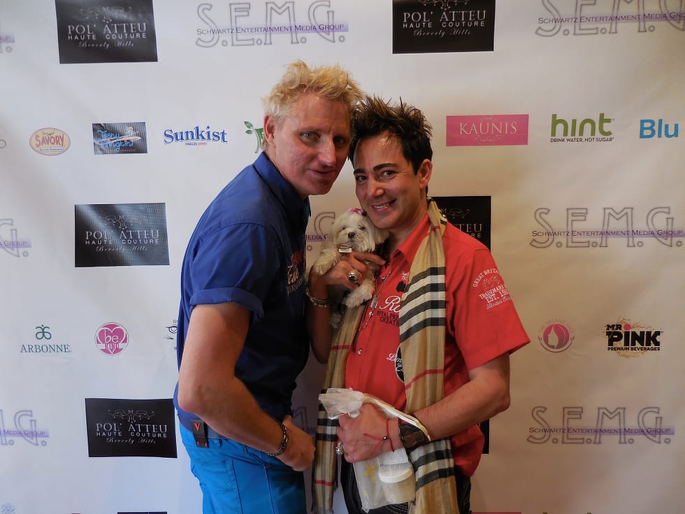 Patrik and Pol' with Pol's beloved maltese Snow White